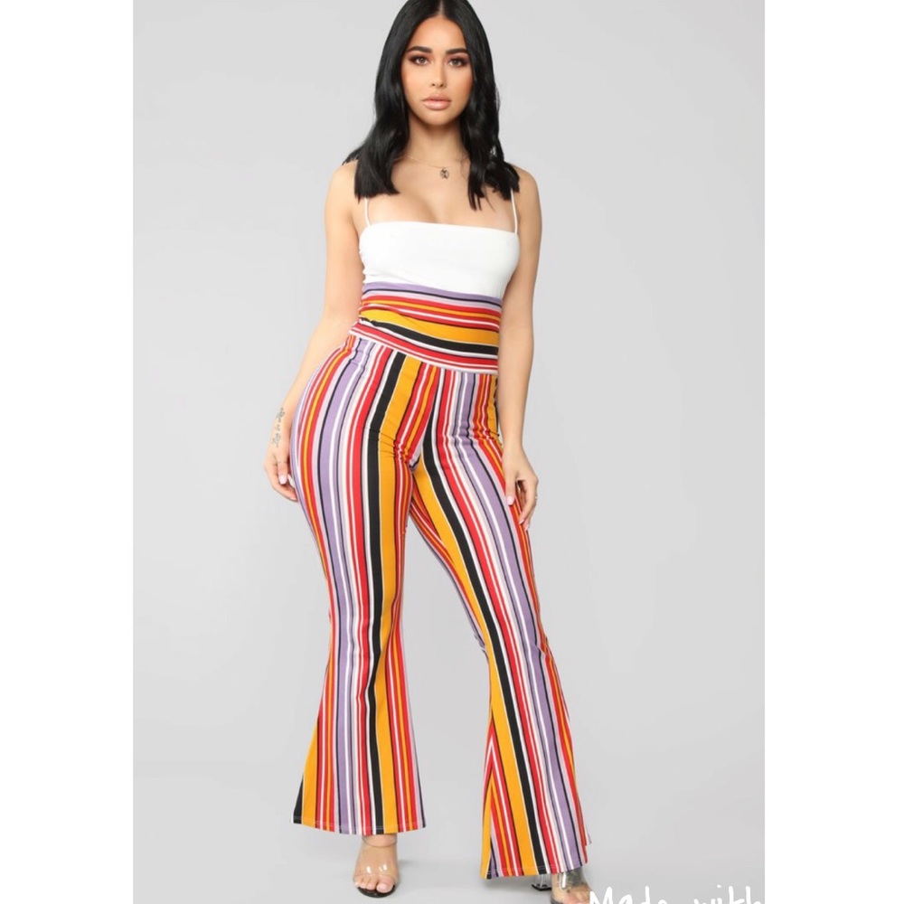 SOLD Fashion Nova Stripe flare pants 🌈